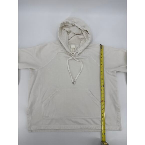 H&M Basics Cream Fleece Lined Hooded Sweatshirt Kangaroo Pocket Womens Medium - Picture 4 of 5